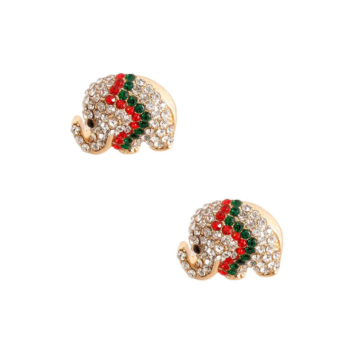 Designer Rhinestone Elephant Studs