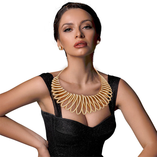 Gold Metallic Cord Loop Collar Necklace