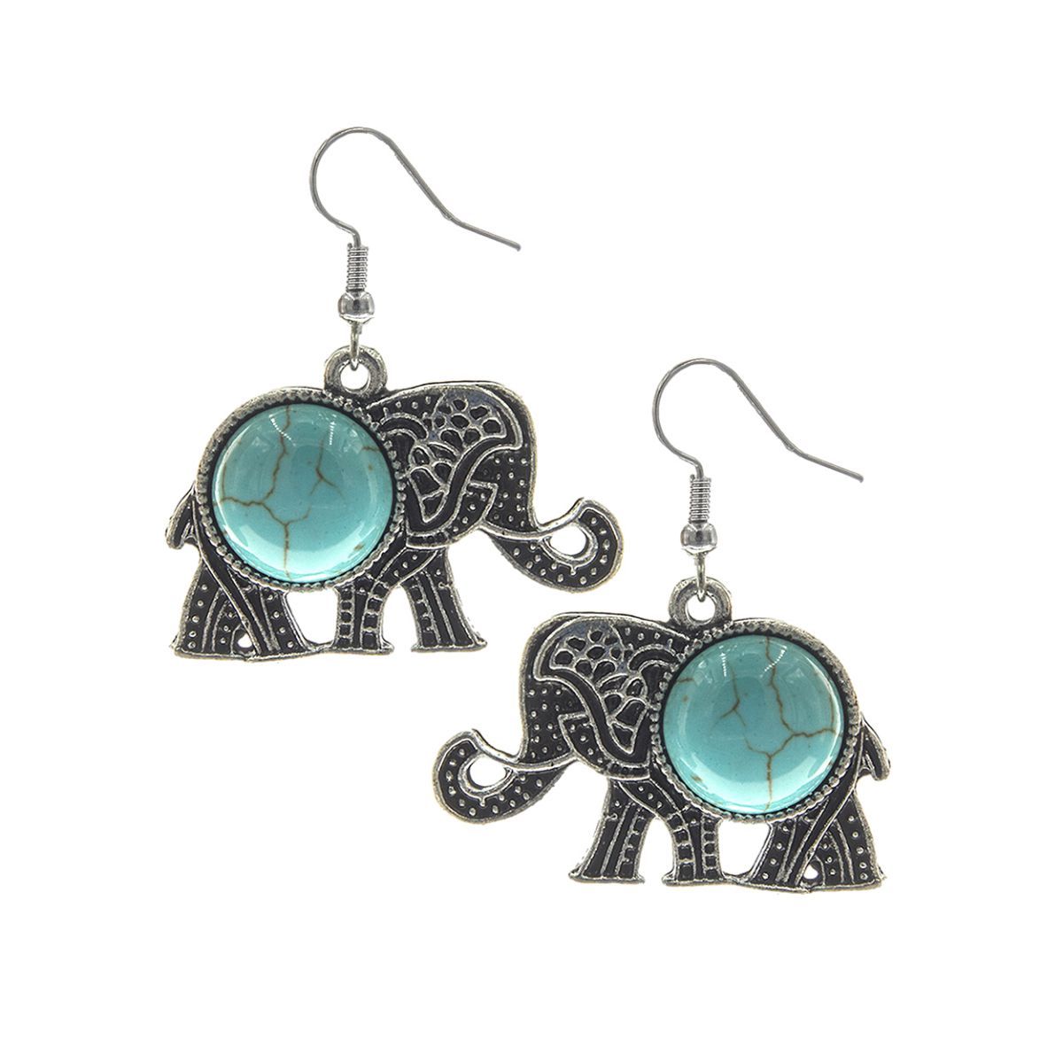 Burnished Silver Elephant Earrings