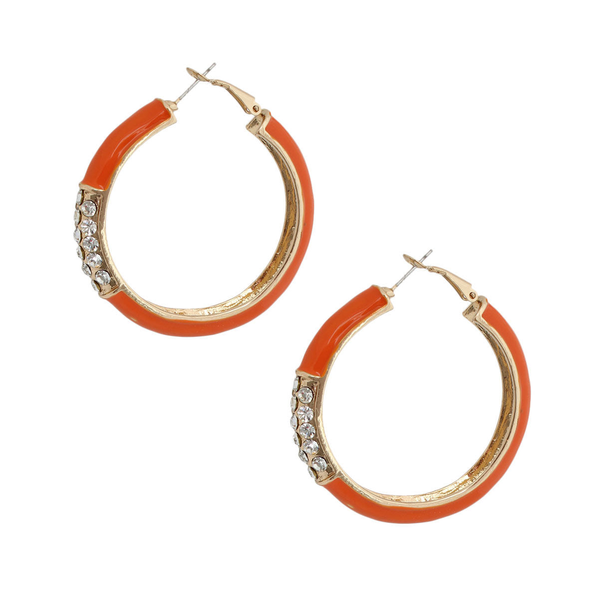 Orange and Gold Rhinestone Hoops