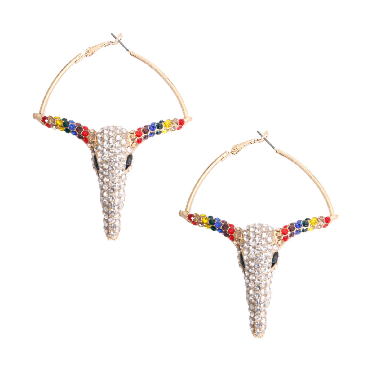 Rainbow Rhinestone Steer Hoops