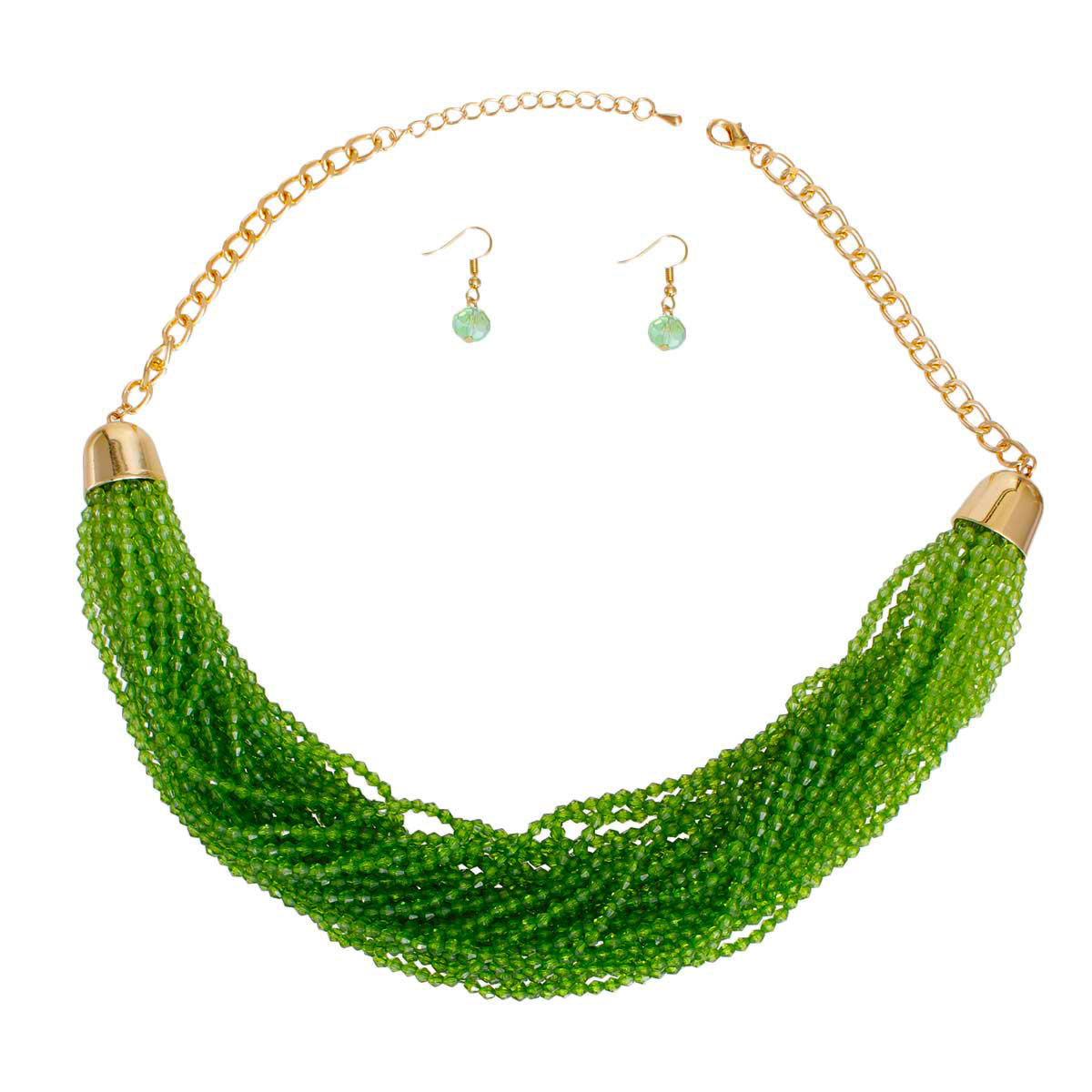 34 Strand Green Bead Necklace