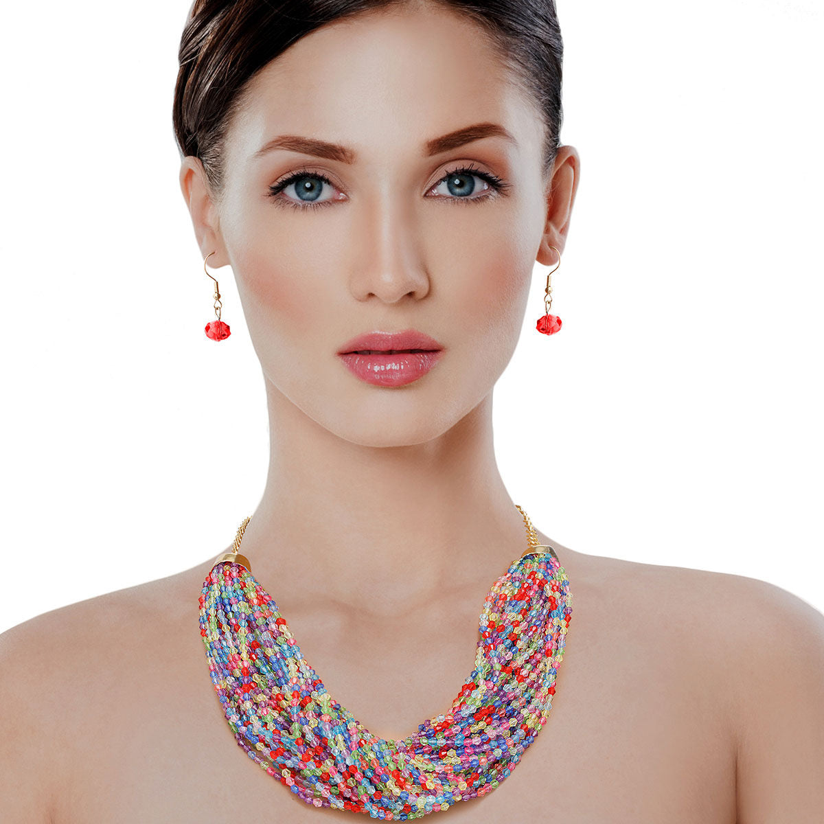 34 Strand Multi Color Bead Necklace