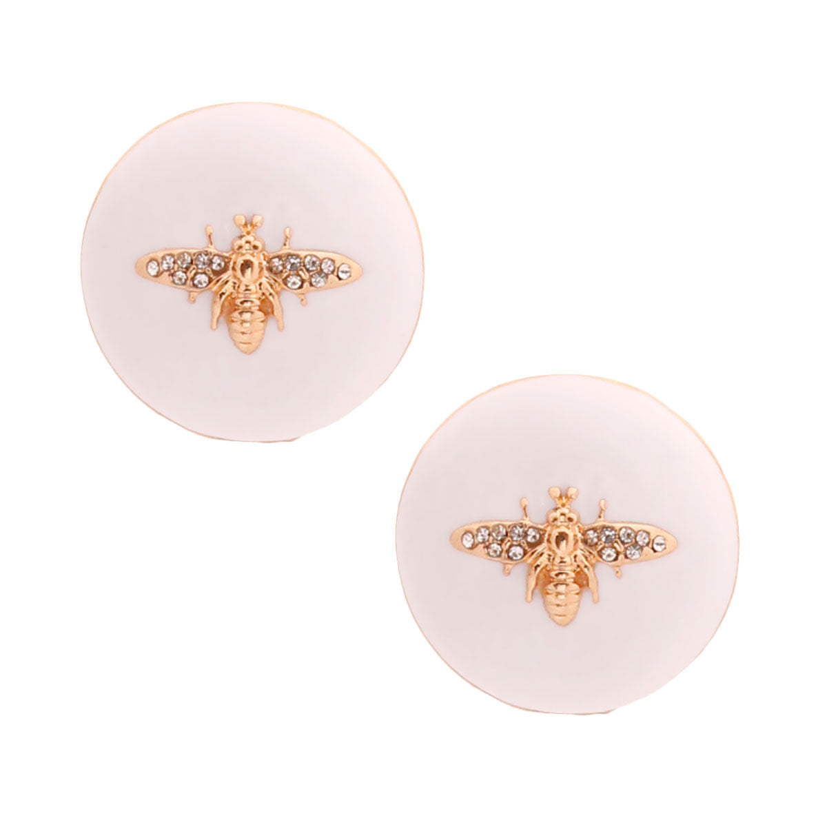 White and Gold Dome Bee Studs