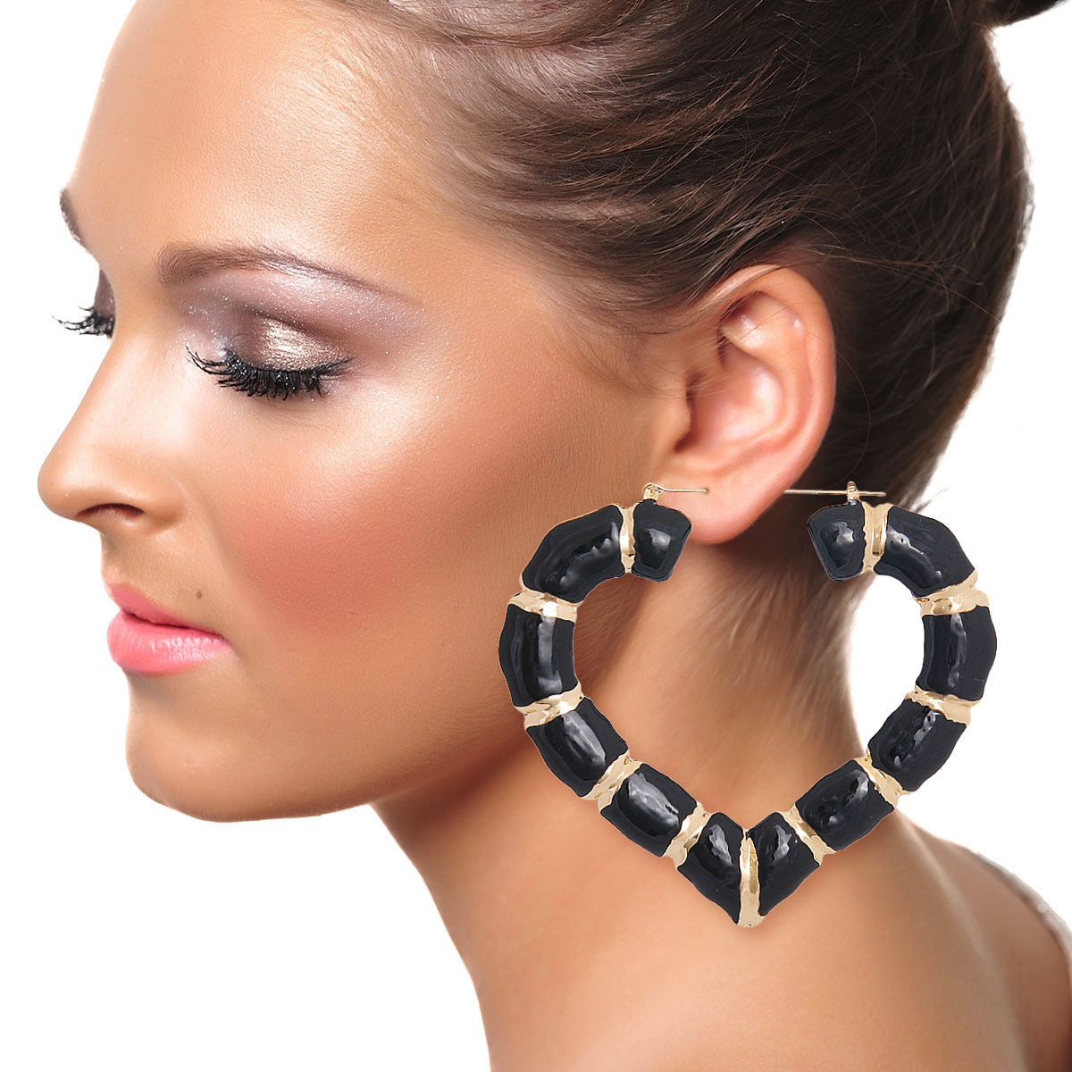 Black Heart Bamboo Hoops