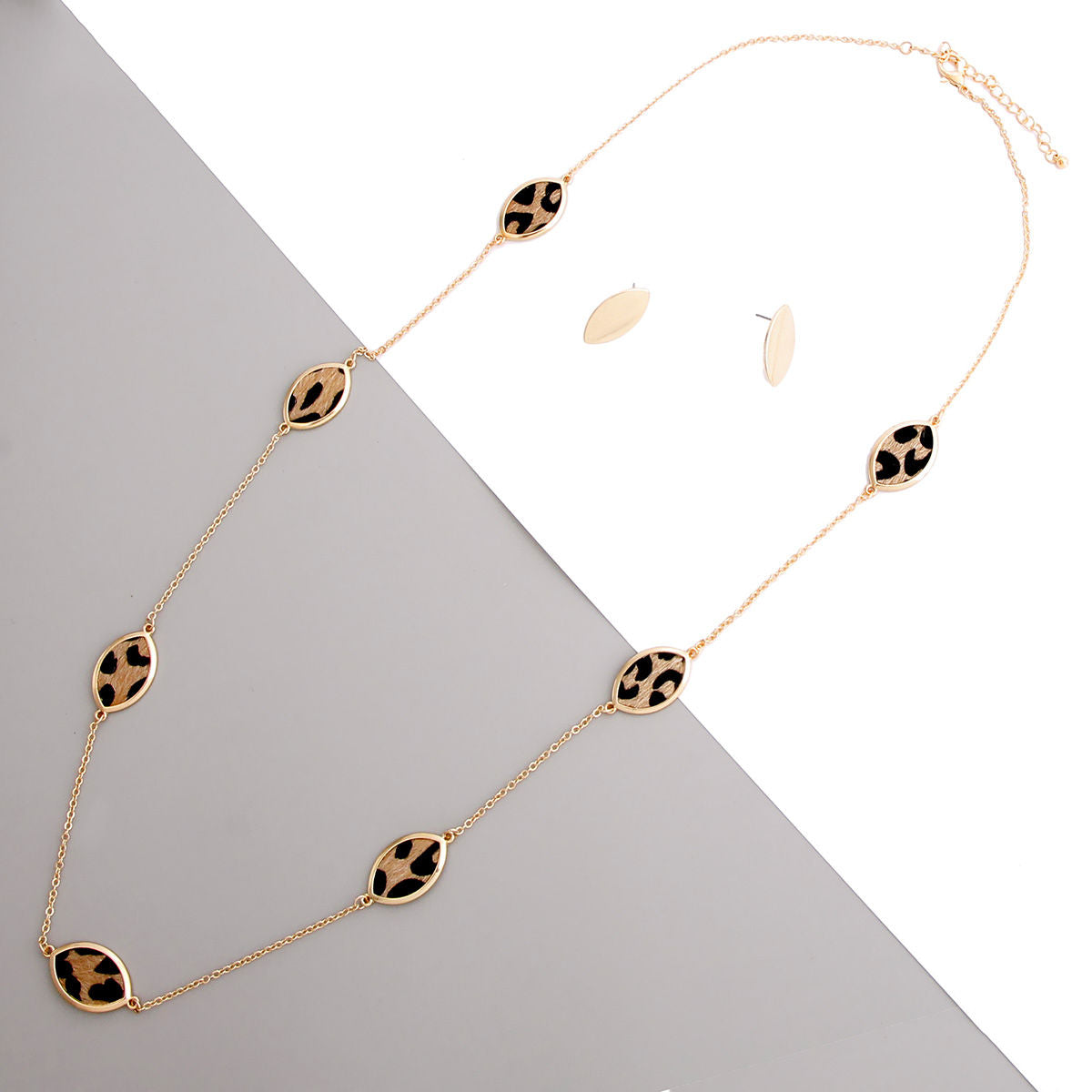 Marquise Leopard Fur Long Necklace