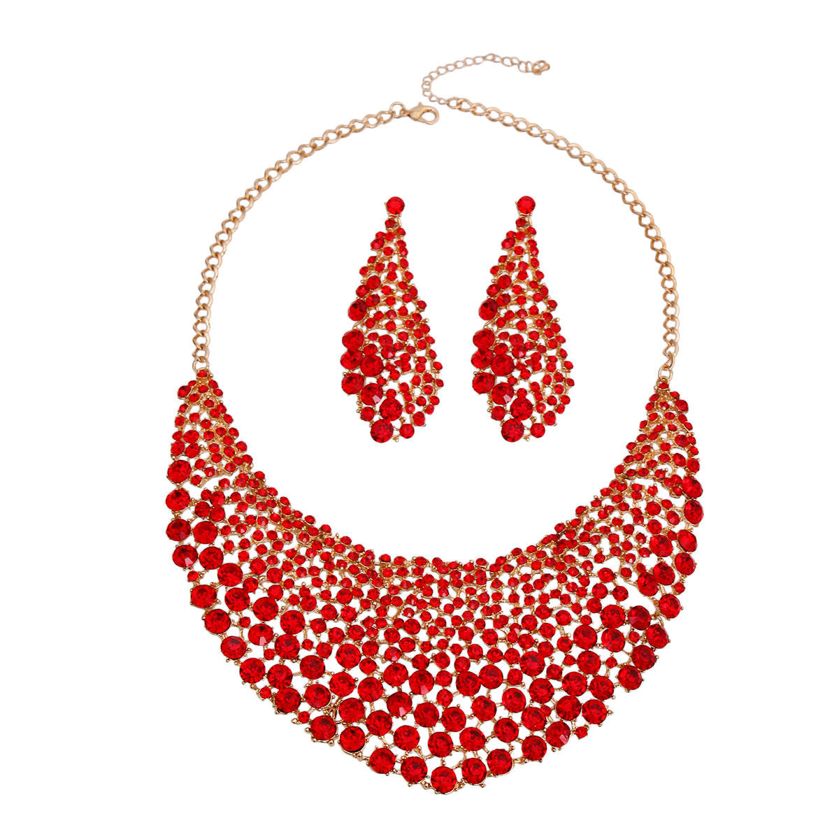 Brilliant Red Round Cut Crystal Necklace