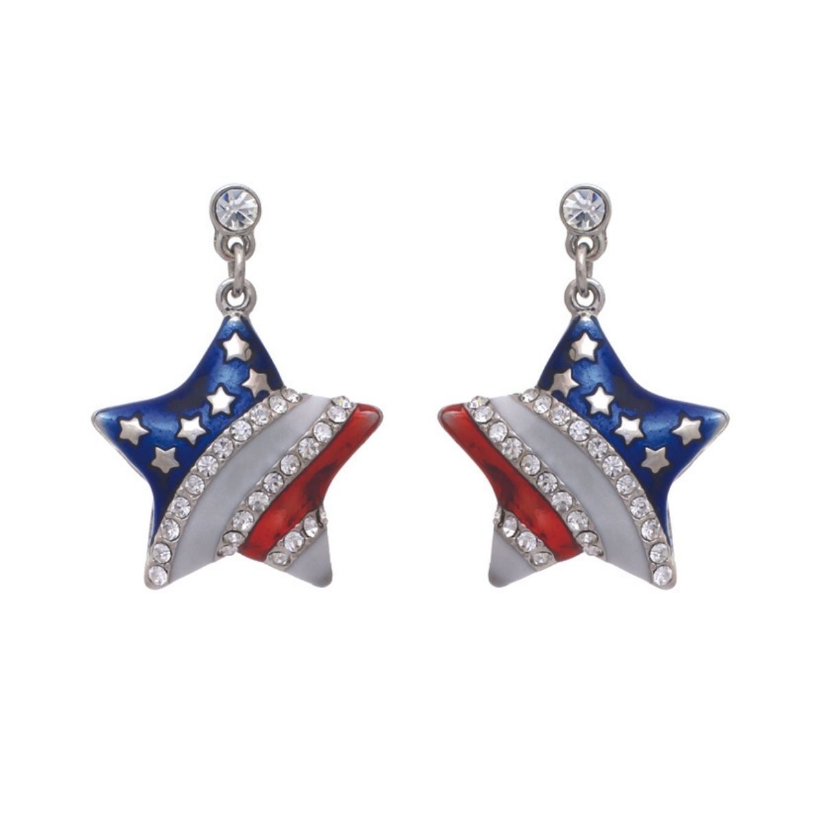 American Flag Star Metal Earrings