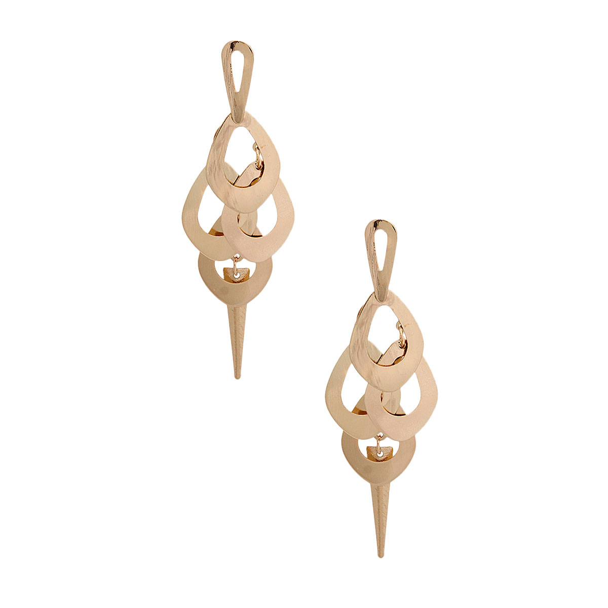 Gold Metal Teardrop Dangle Earrings