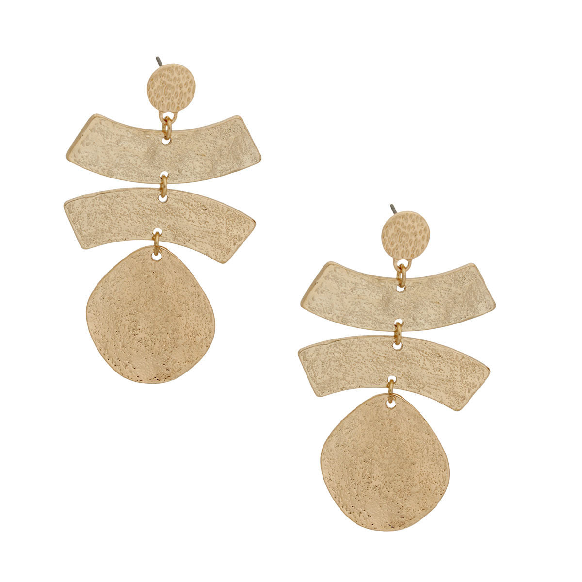 Gold Multi Texture Metal Earrings