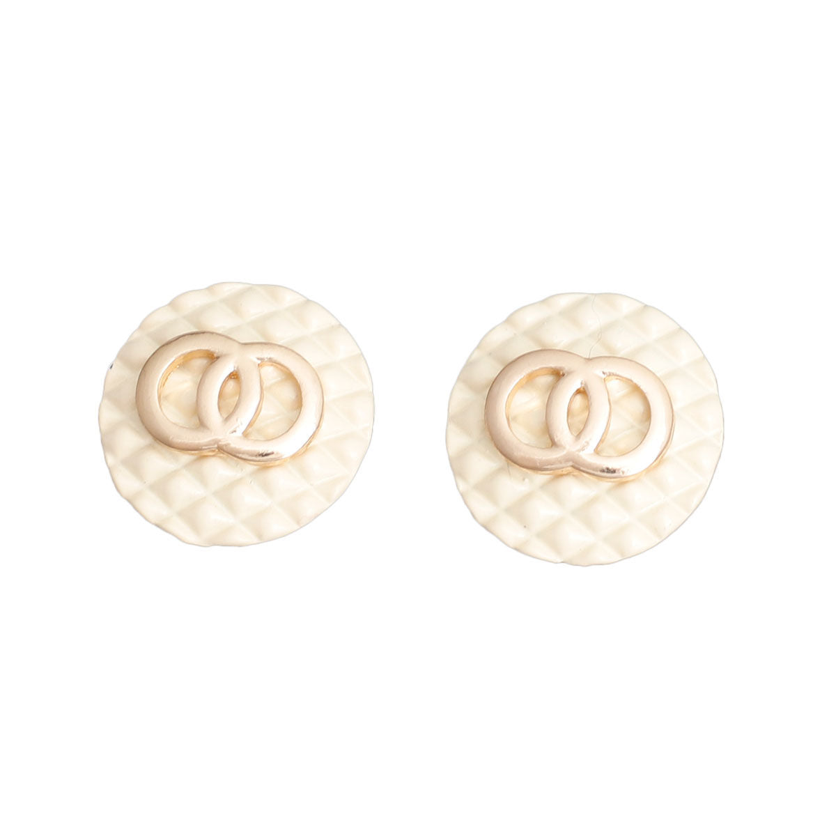 Ivory Designer Style Quilted Studs