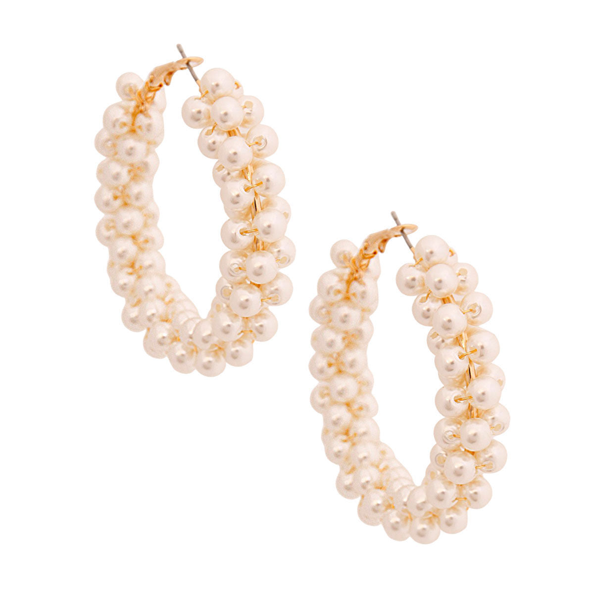 Cream Cluster Pearl Hoops