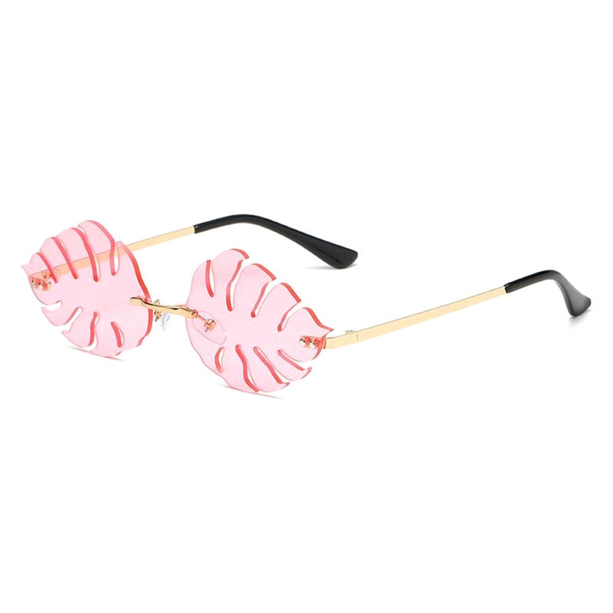 Pink Leaf Shape Rimless Sunglasses