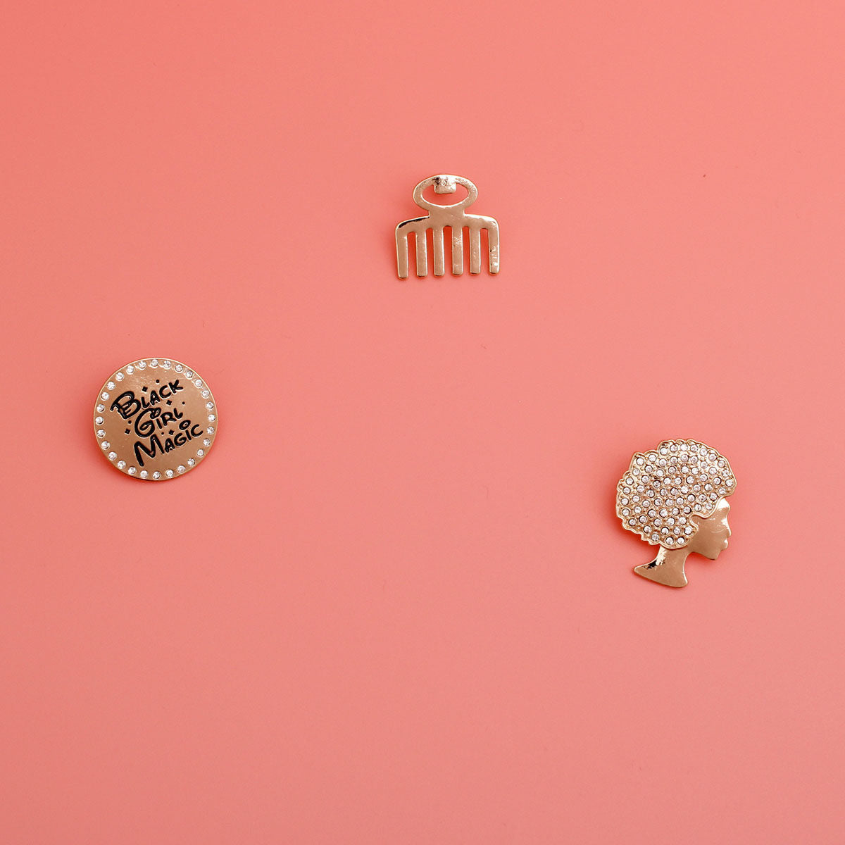 Gold 3 Pcs Black Girl Magic Studs