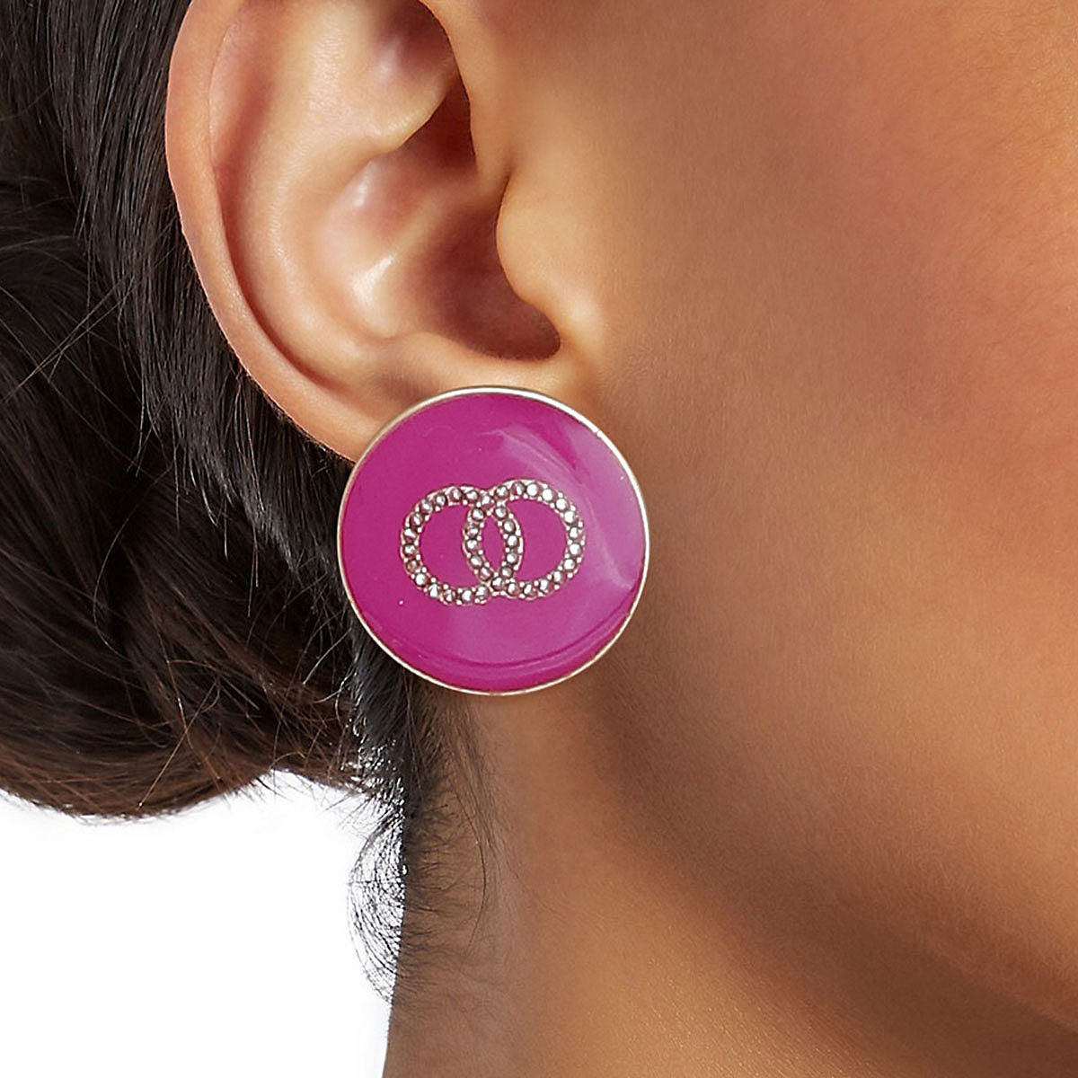 Fuchsia and Gold Designer Flat Studs