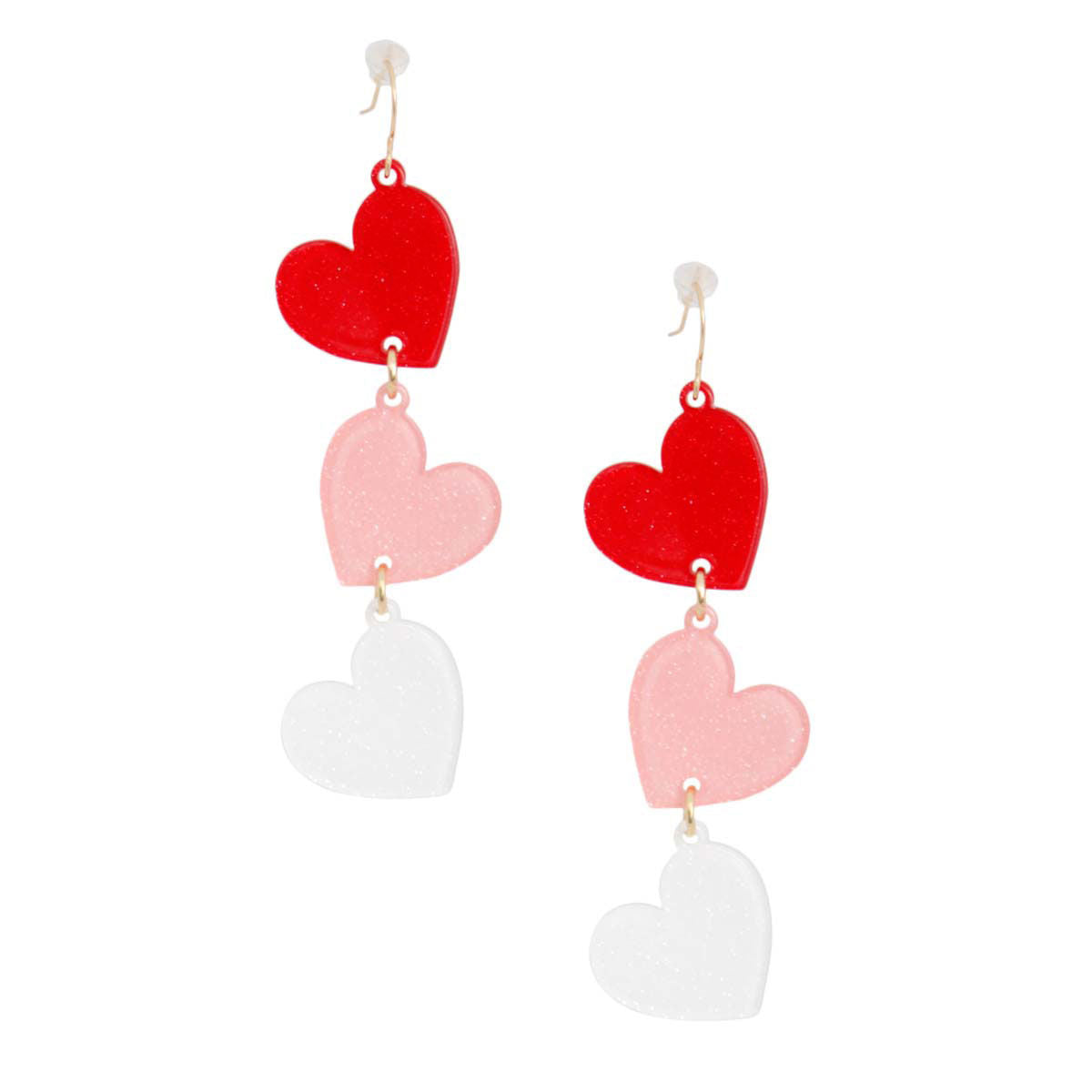 Multi Triple Link Heart Earrings