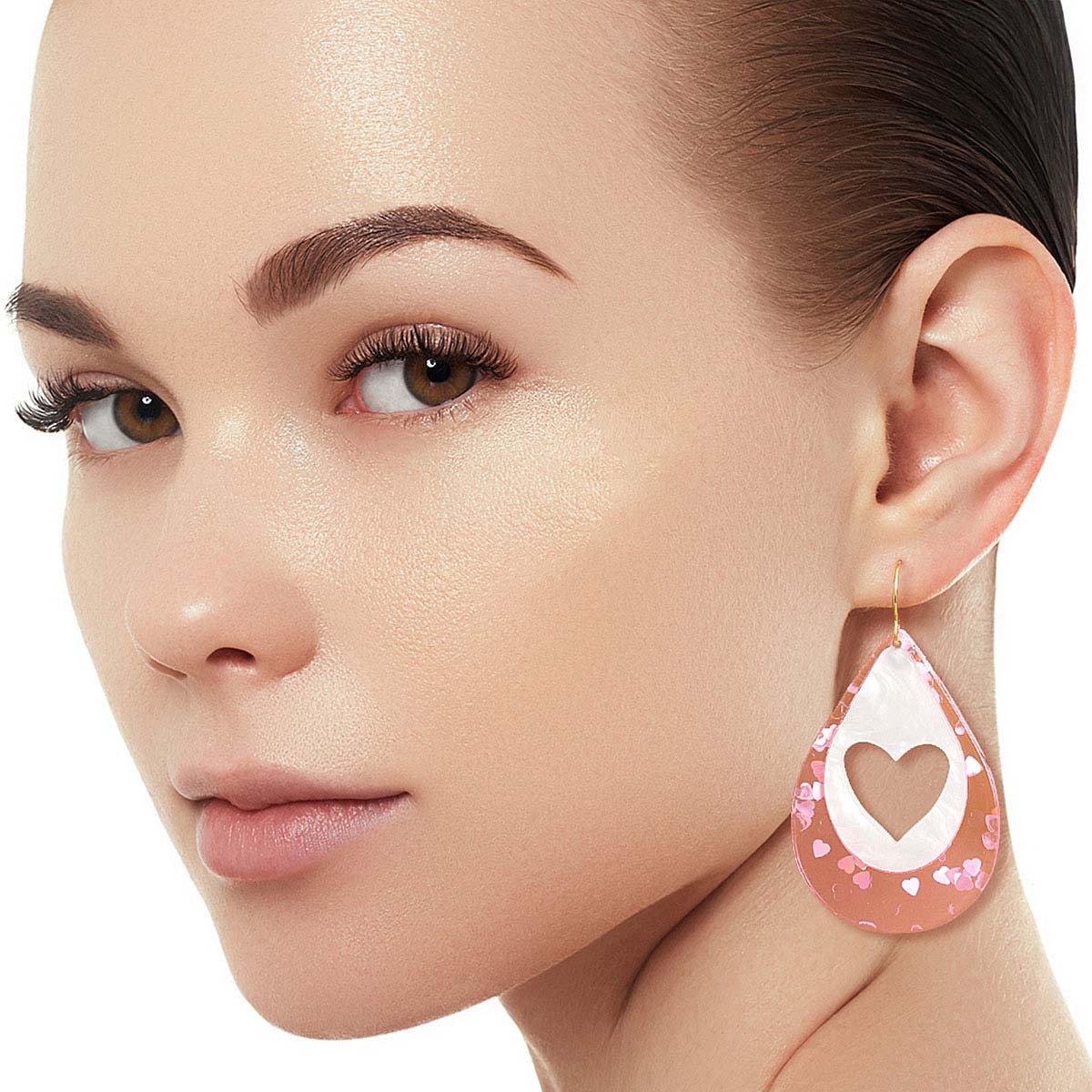 Light Pink Teardrop Heart Earrings