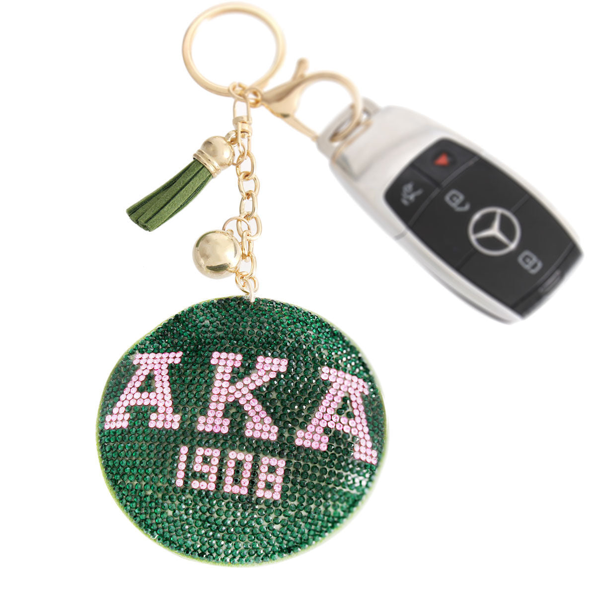 Pink Green Padded Sorority Keychain