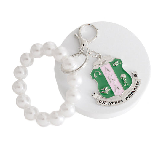 White Pearl Shield Keychain