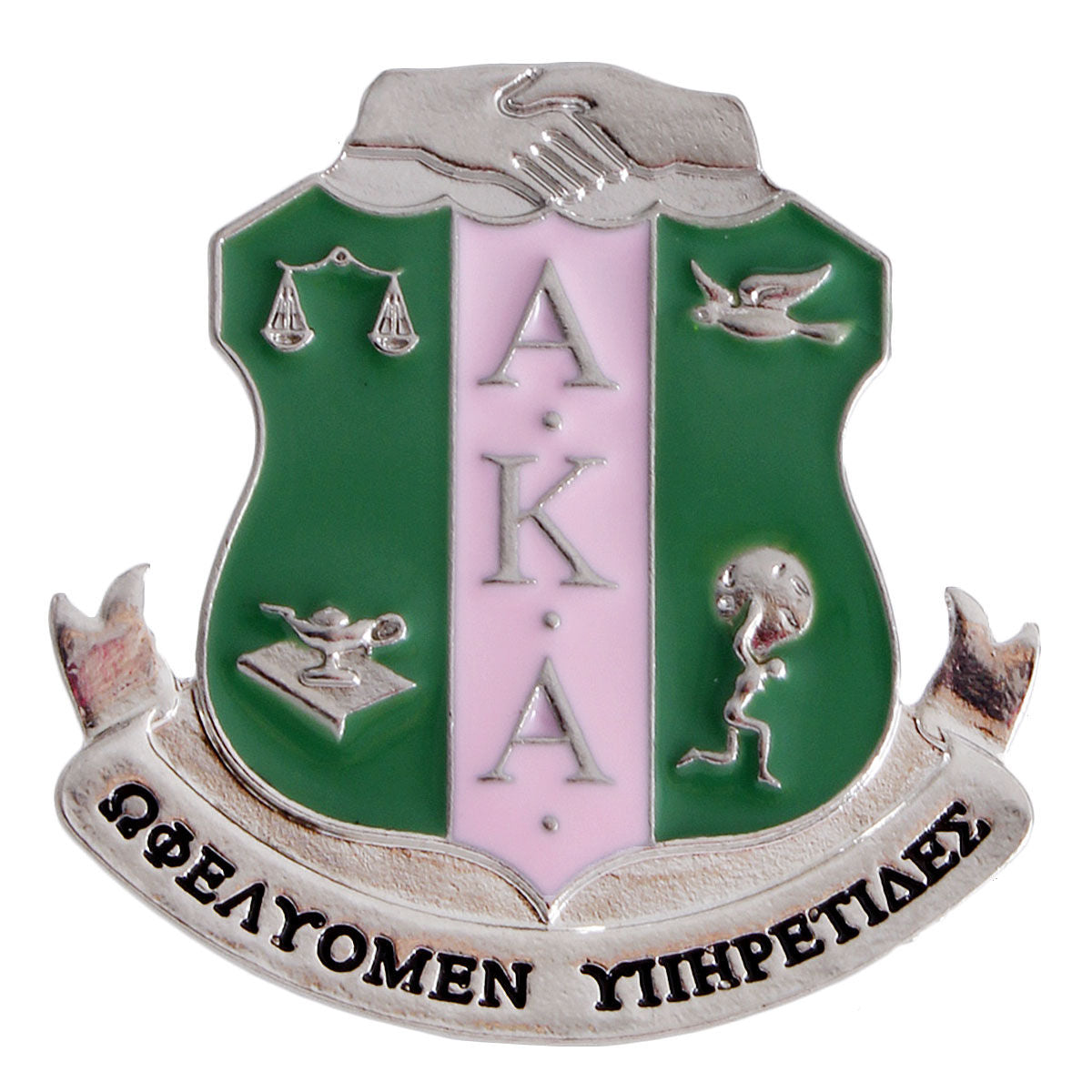 Pink Green Sorority Shield Brooch