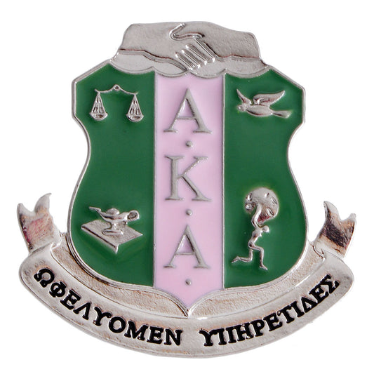 Pink Green Sorority Shield Brooch