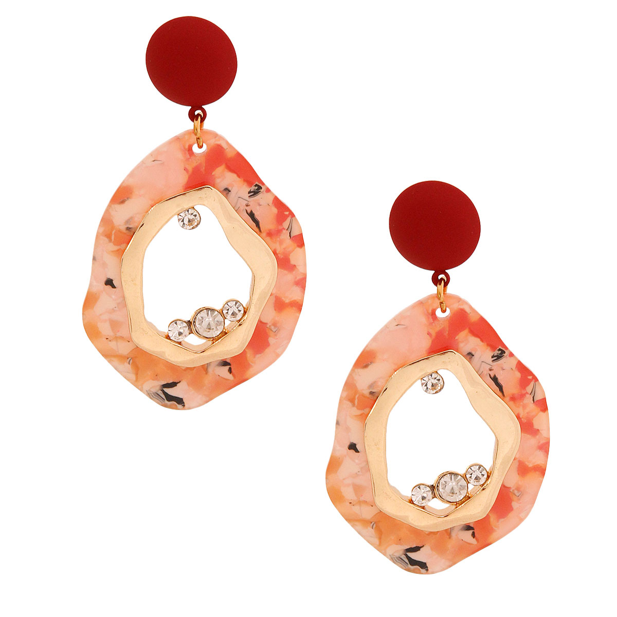 Red Rubber Marbled Earrings
