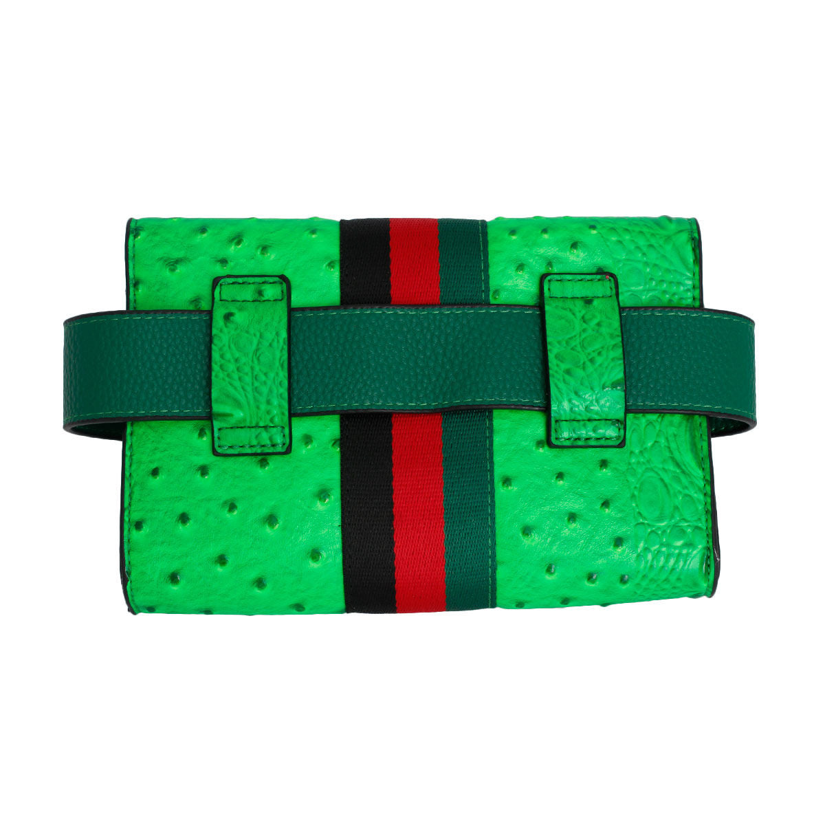 Stripe Neon Green Ostrich Belt Bag