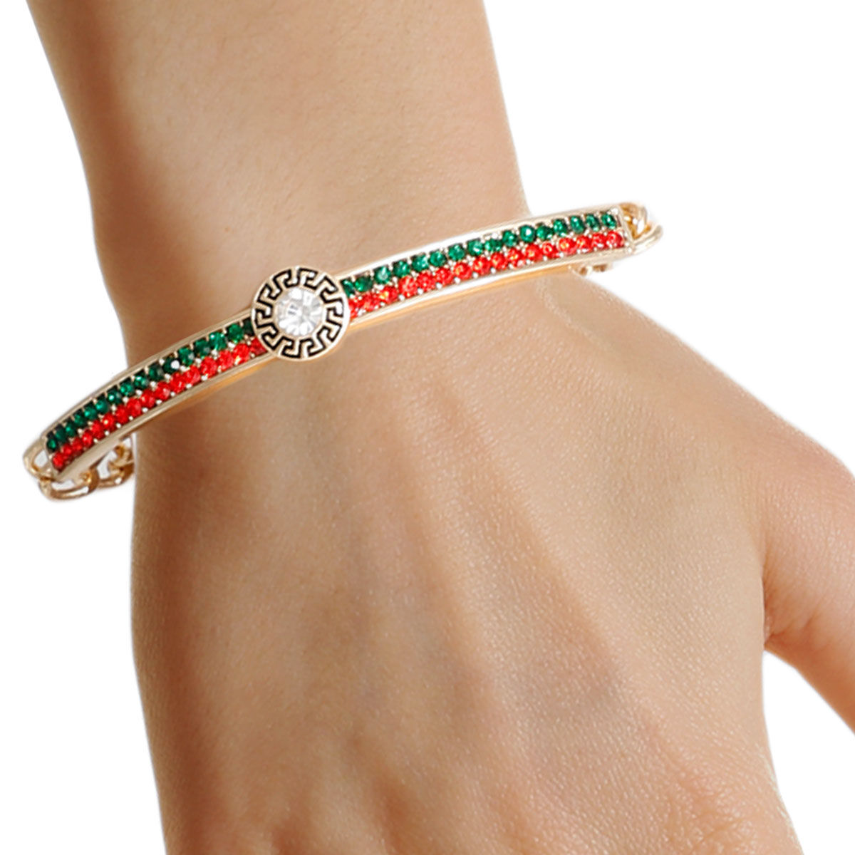 Designer Red Green Half Chain Bangle