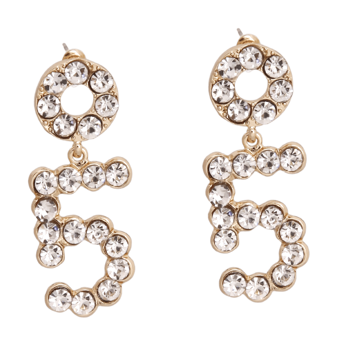 Designer 5 Gold Rhinestone Earrings