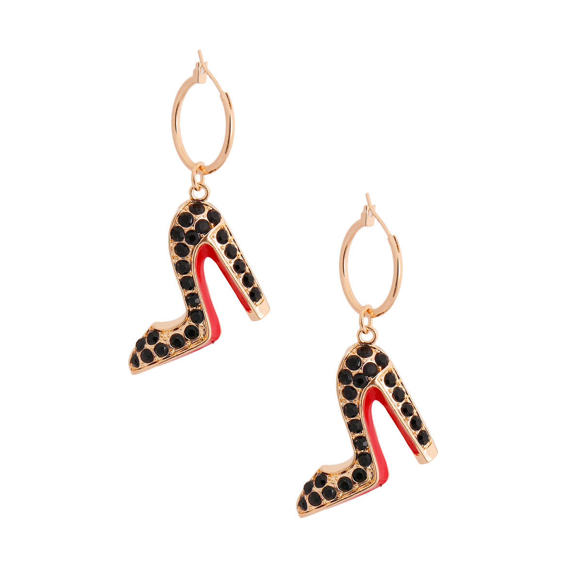 Bling Boutique High Heel Black Hoops