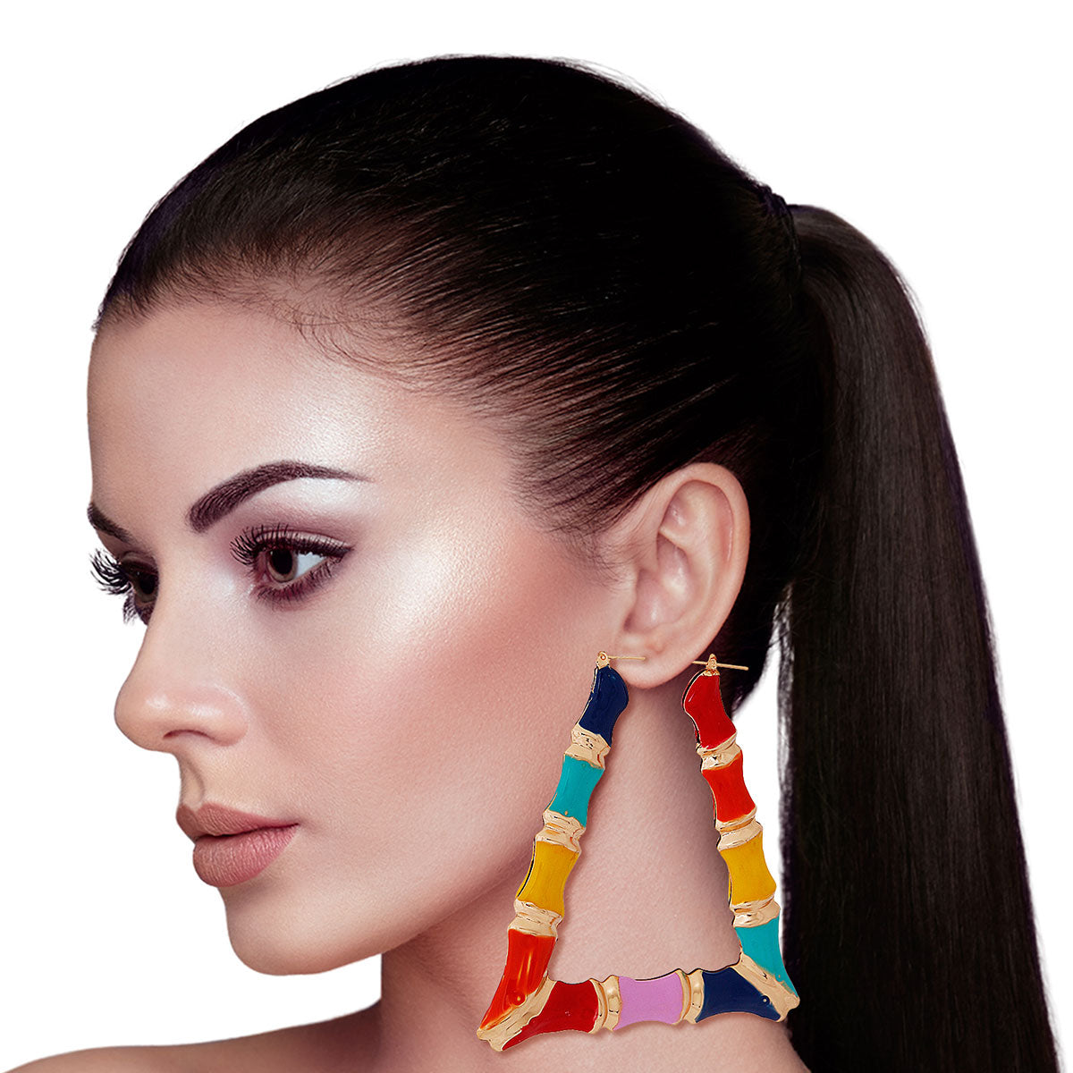 Rainbow Trapezoid Bamboo Hoops