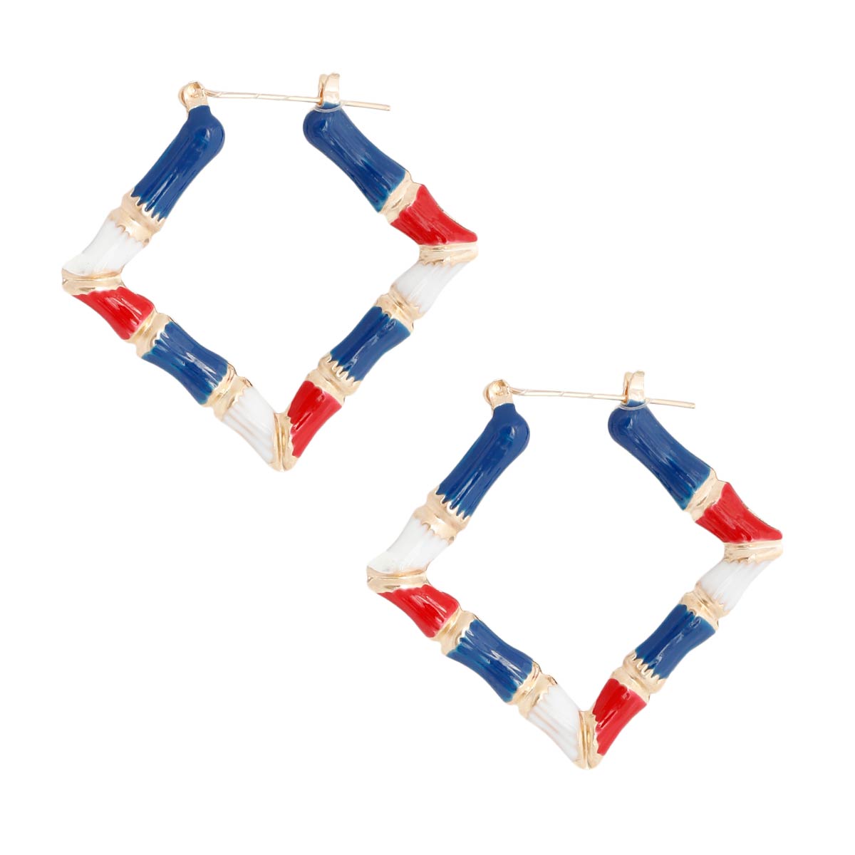 Red White Blue Diamond Bamboo Hoops