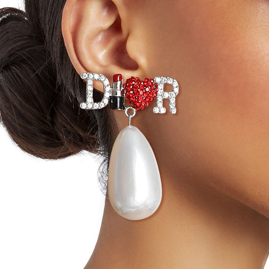 Designer White Pearl Dangle Earrings