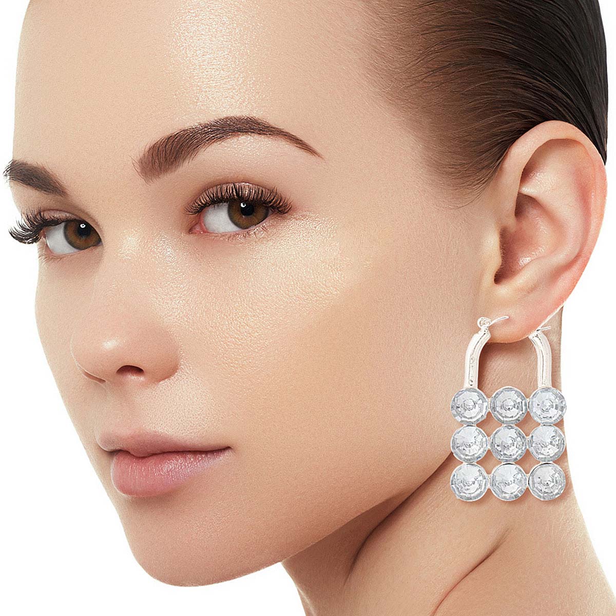 Silver Studded Lock Hoops