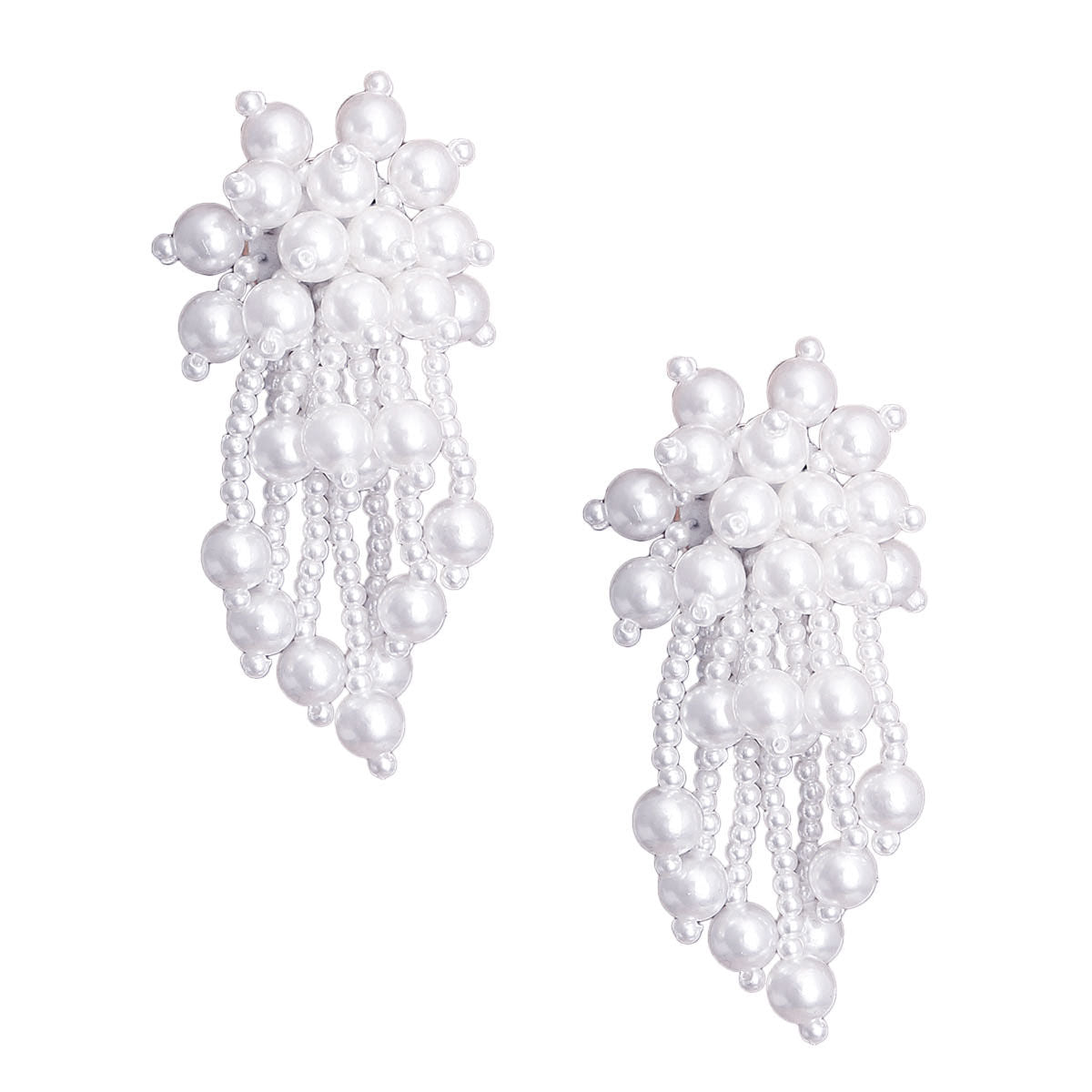 White Ball Pearl Cluster Studs