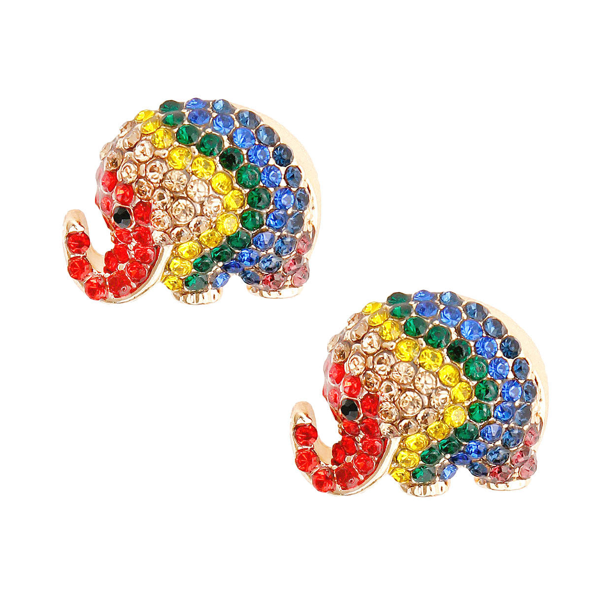 Rainbow Rhinestone Elephant Studs