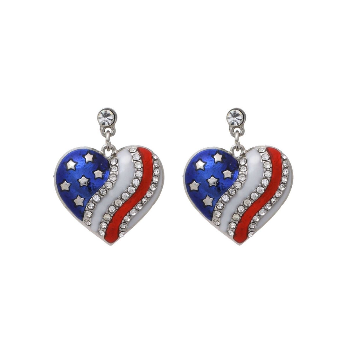 American Flag Heart Metal Earrings