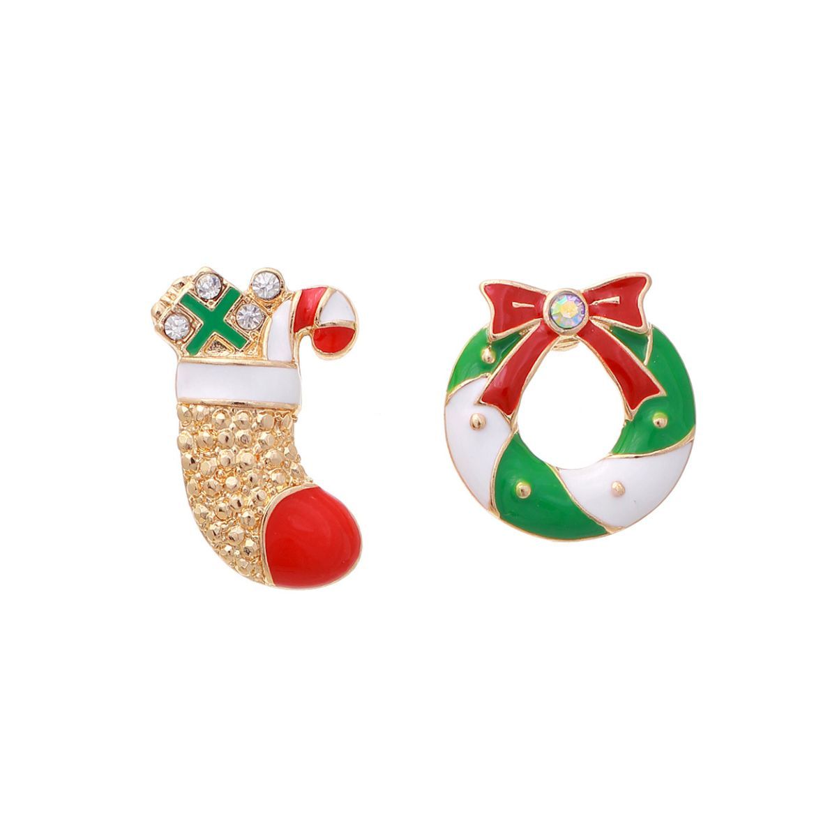 Stocking Wreath Mismatched Studs