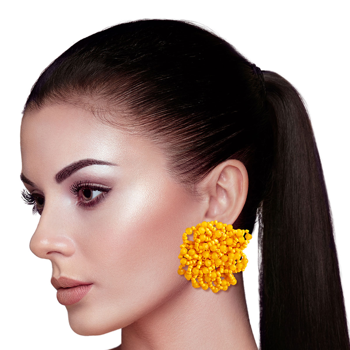 Mustard Seed Bead Flower Studs