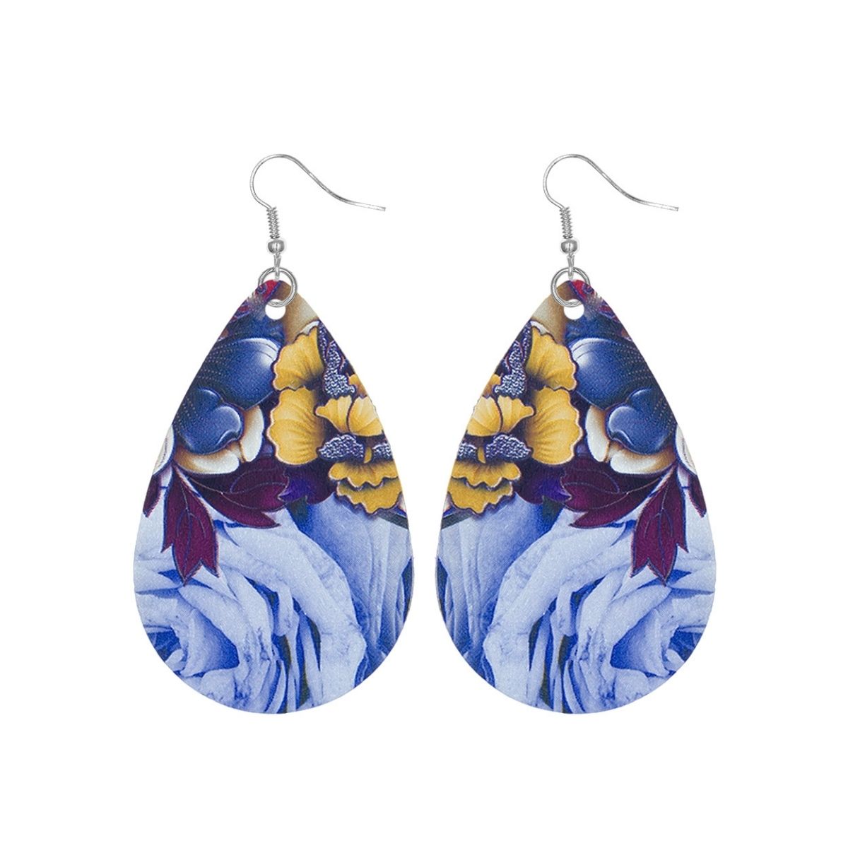 Various Flower Printed Teardrop Earrings