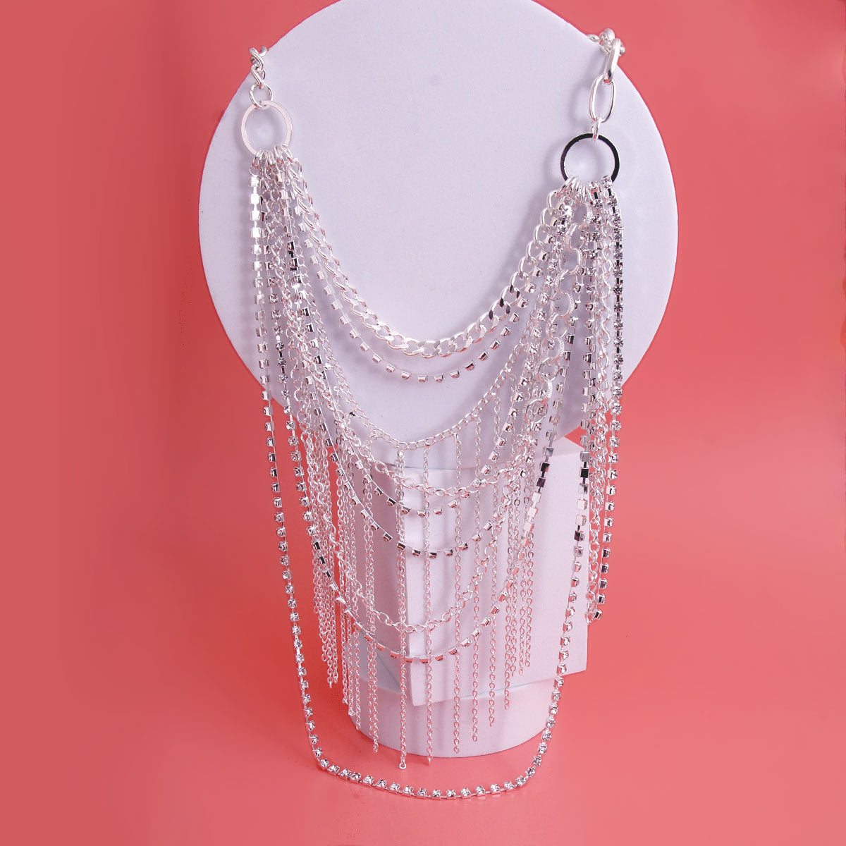 Silver Vintage Fringe Chain Necklace