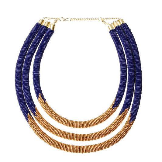 Blue Zulu Maasai Beaded Necklace