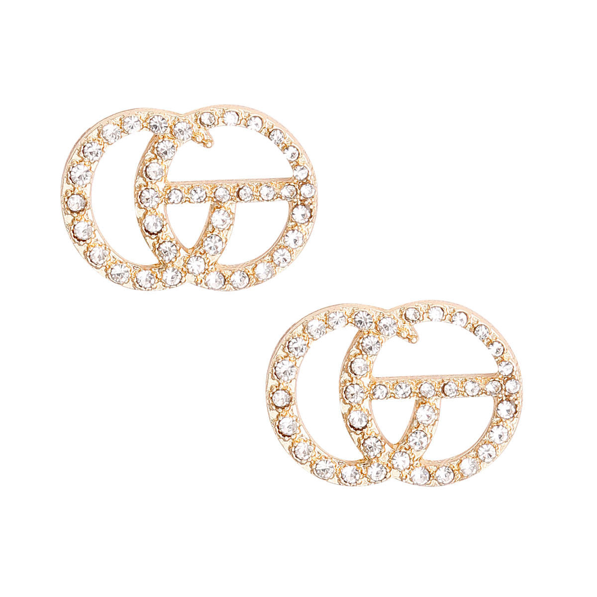 Designer Gold Stone Stud Earrings