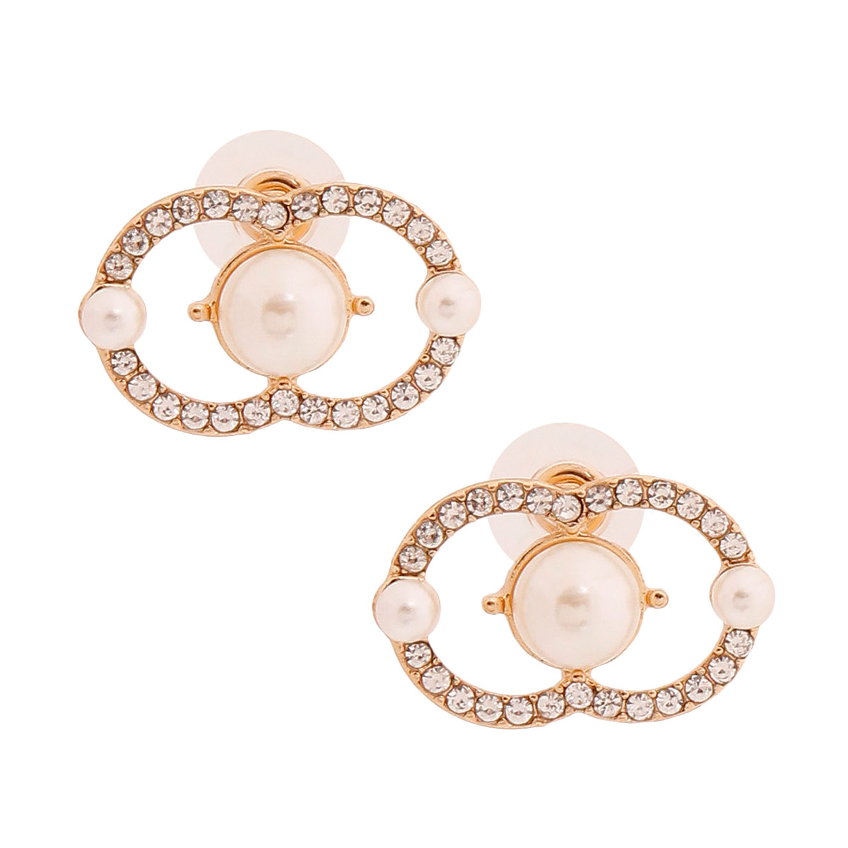 Designer Pearl Stone Logo Studs