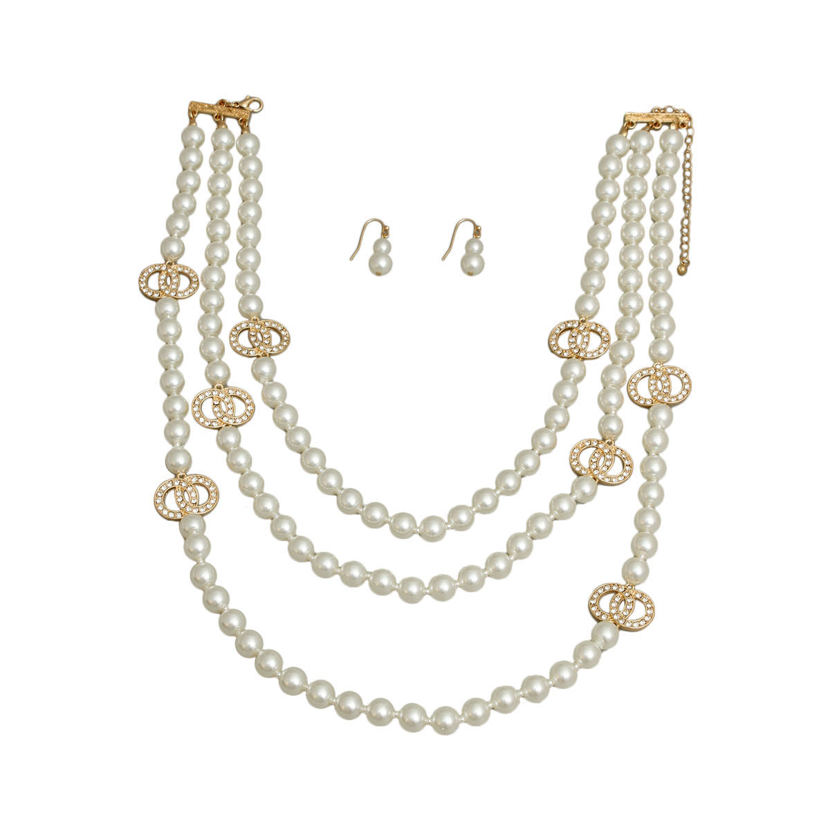 Triple Layer Cream Pearl Infinity Necklace